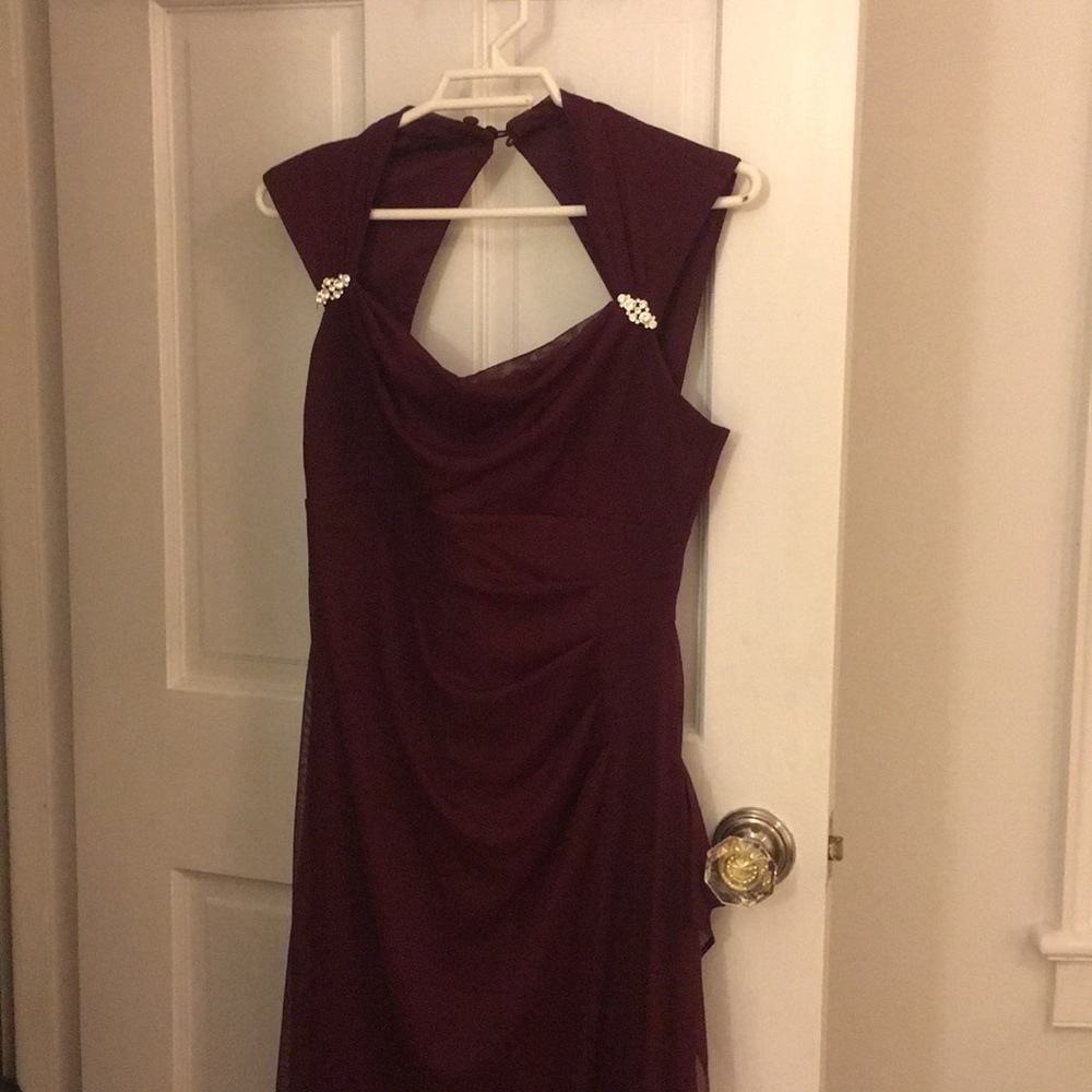 Long glamorous dark red dress